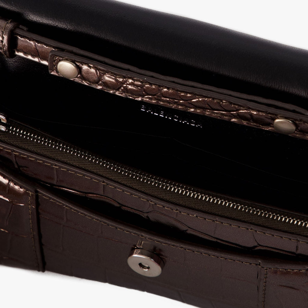 Hourglass Wallet on chain  - Balenciaga - Leather - Dark Bronze