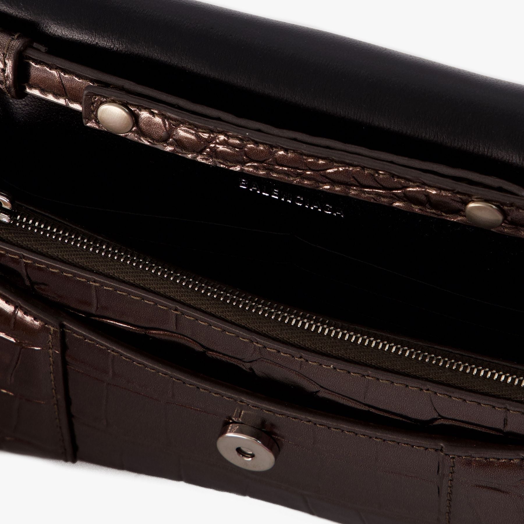 Hourglass Wallet on chain  - Balenciaga - Leather - Dark Bronze