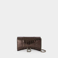 Hourglass Wallet on chain  - Balenciaga - Leather - Dark Bronze