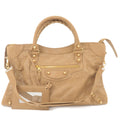 BALENCIAGA Leather The Giant City 2Way Hand Bag Beige 281770