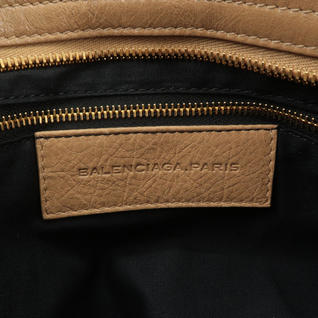 BALENCIAGA Leather The Giant City 2Way Hand Bag Beige 281770