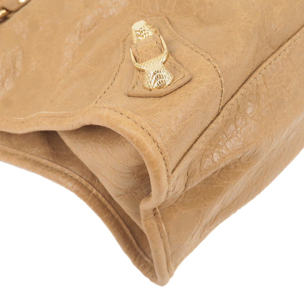 BALENCIAGA Leather The Giant City 2Way Hand Bag Beige 281770