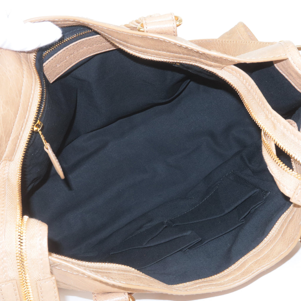 BALENCIAGA Leather The Giant City 2Way Hand Bag Beige 281770