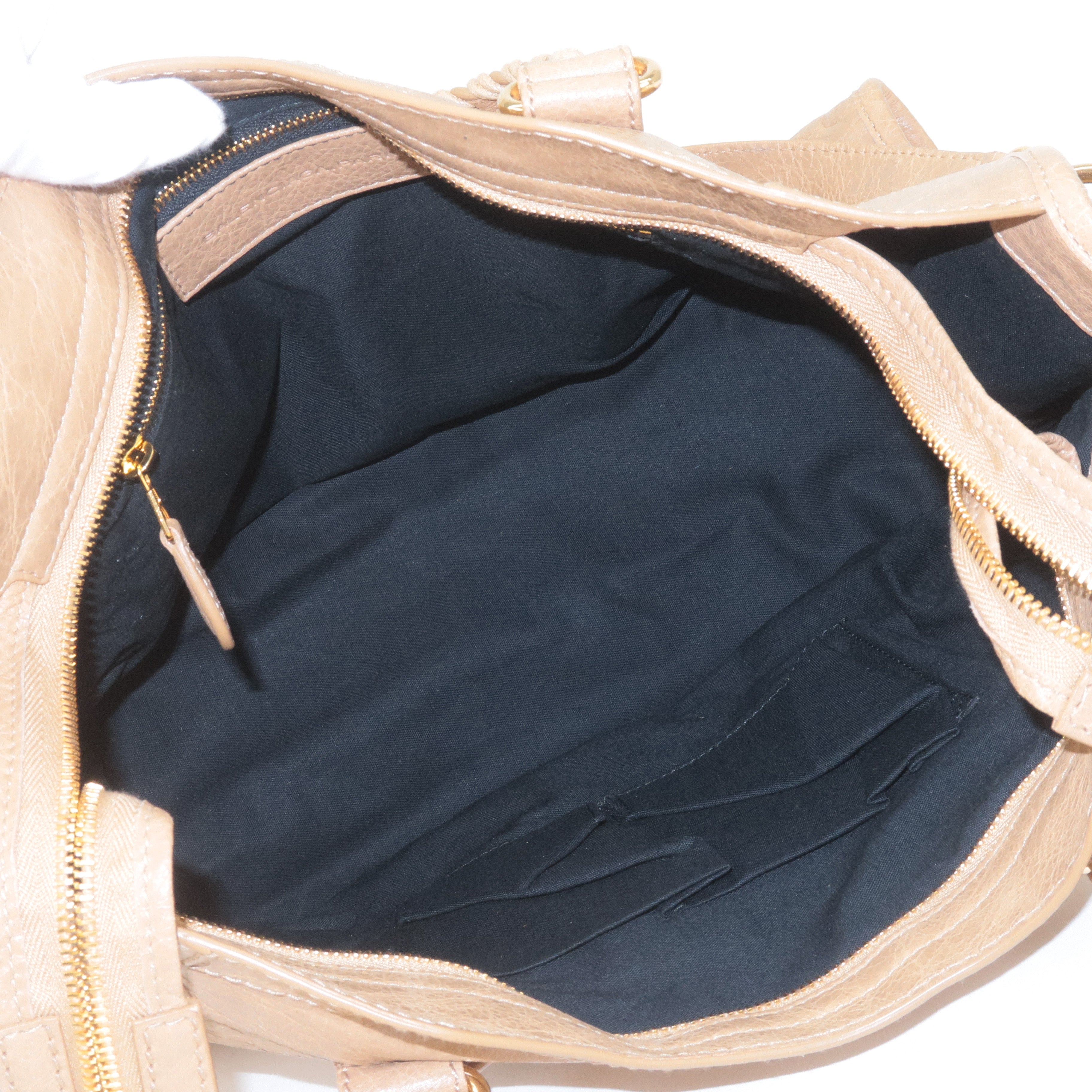 BALENCIAGA Leather The Giant City 2Way Hand Bag Beige 281770