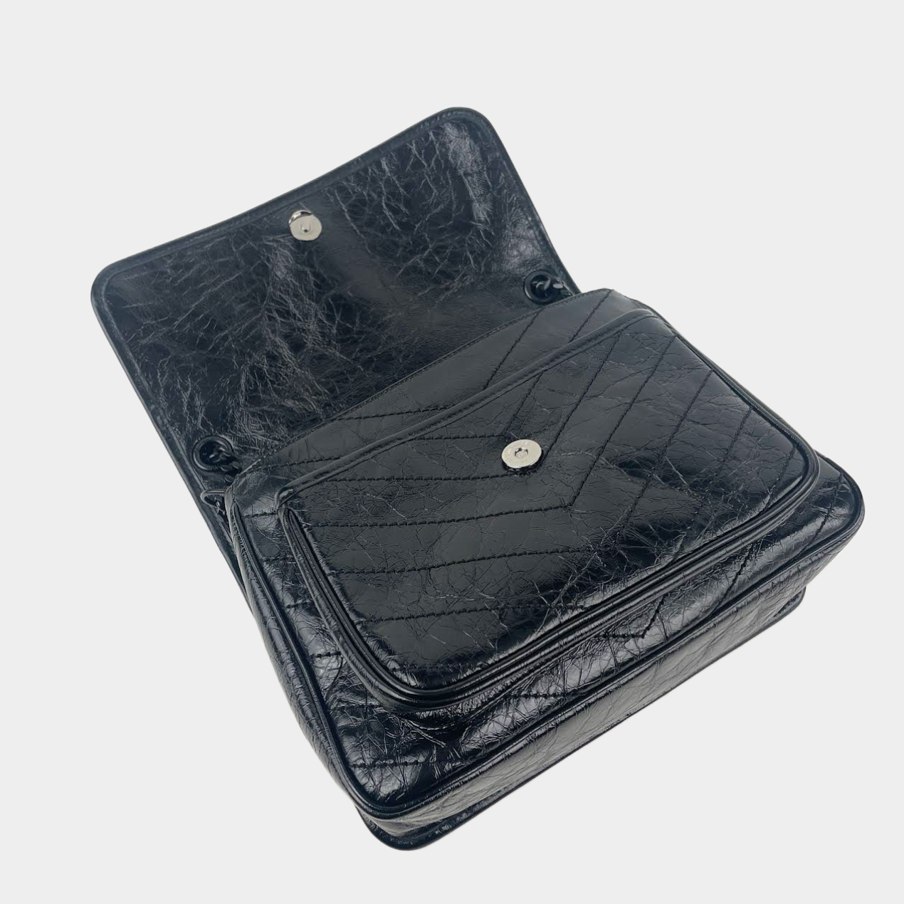 SAINT LAURENT Niki Monogram Large Flap - Crinkled Leather