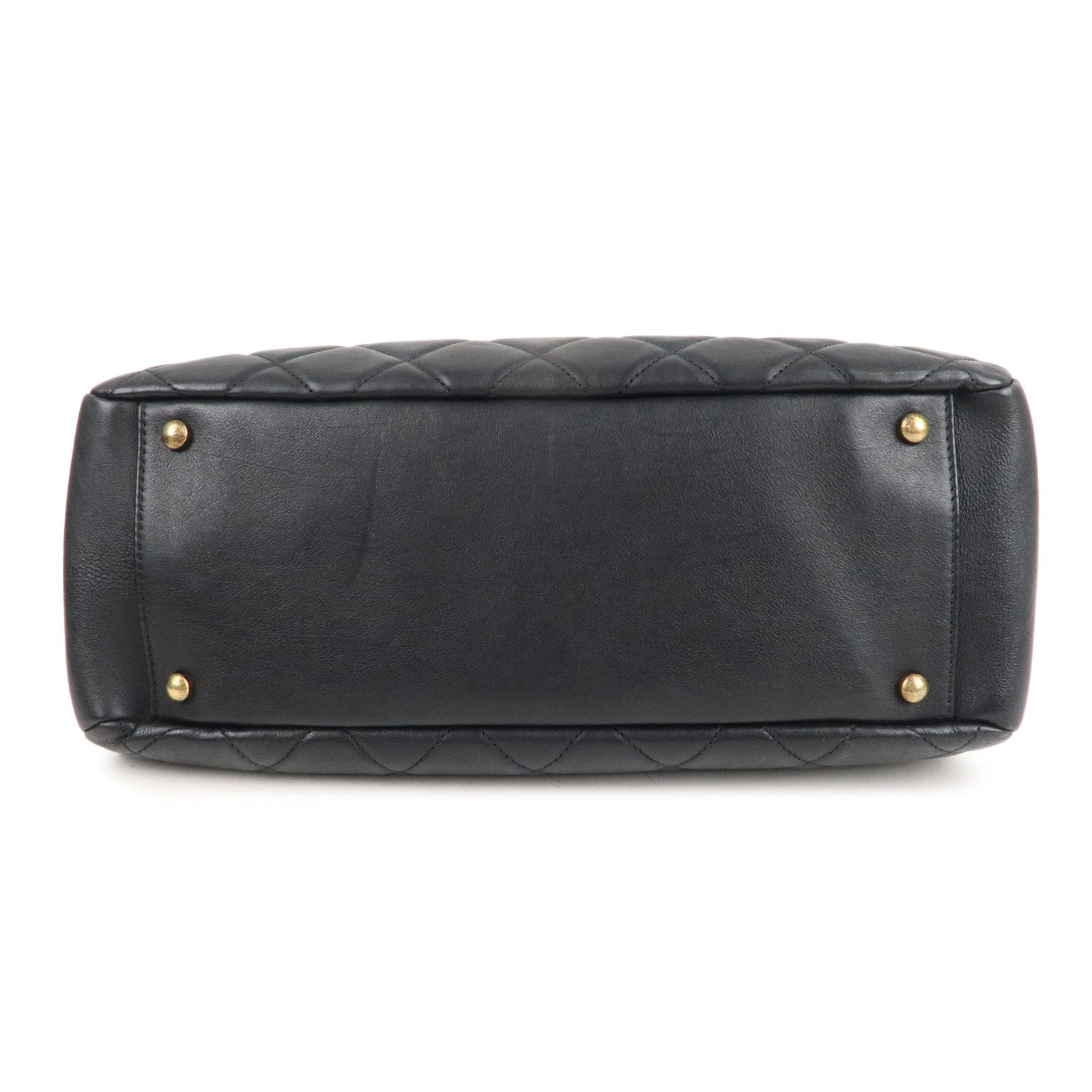 CHANEL Matelasse Lamb Skin Chain Shoulder Bag Black Vintage Gold