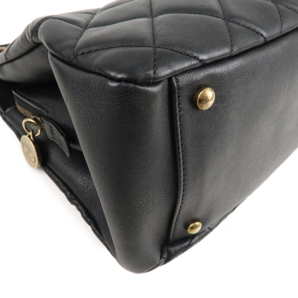 CHANEL Matelasse Lamb Skin Chain Shoulder Bag Black Aura Bags Gold