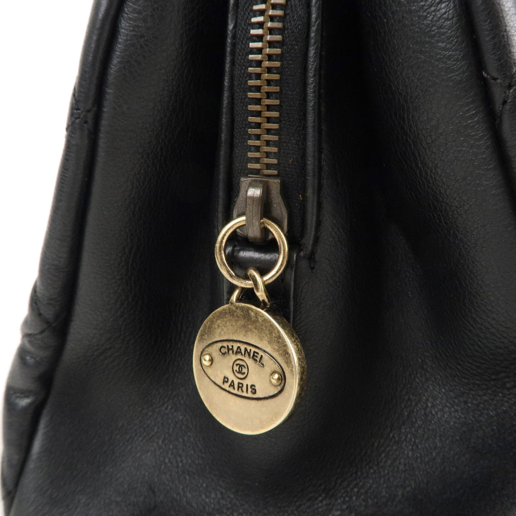 CHANEL Matelasse Lamb Skin Chain Shoulder Bag Black Aura Bags Gold