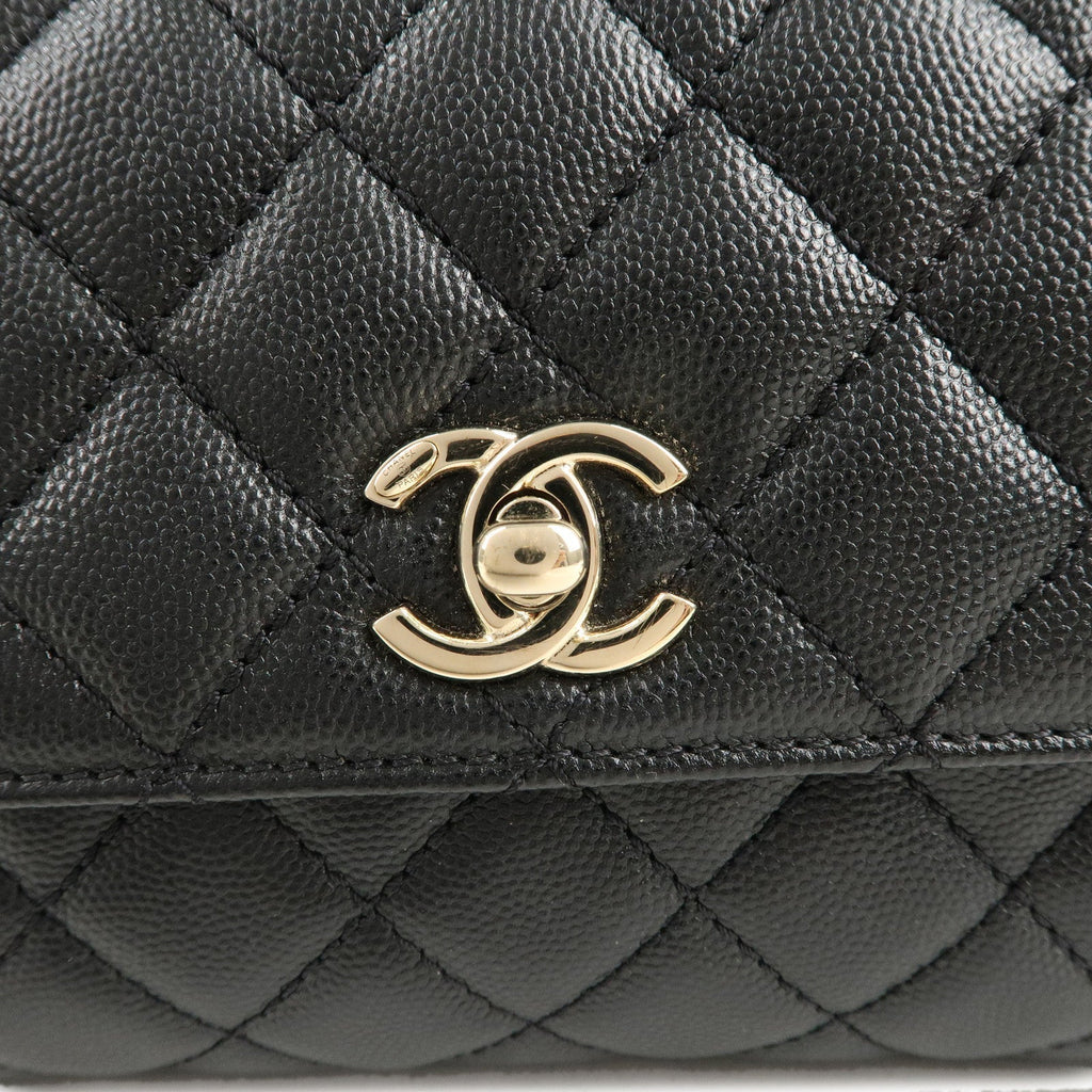 CHANEL Matelasse Caviar Skin COCO Handle 24 XS Bag Black A92990
