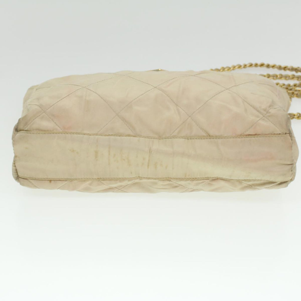 PRADA Chain Shoulder Bag Nylon Beige  36975