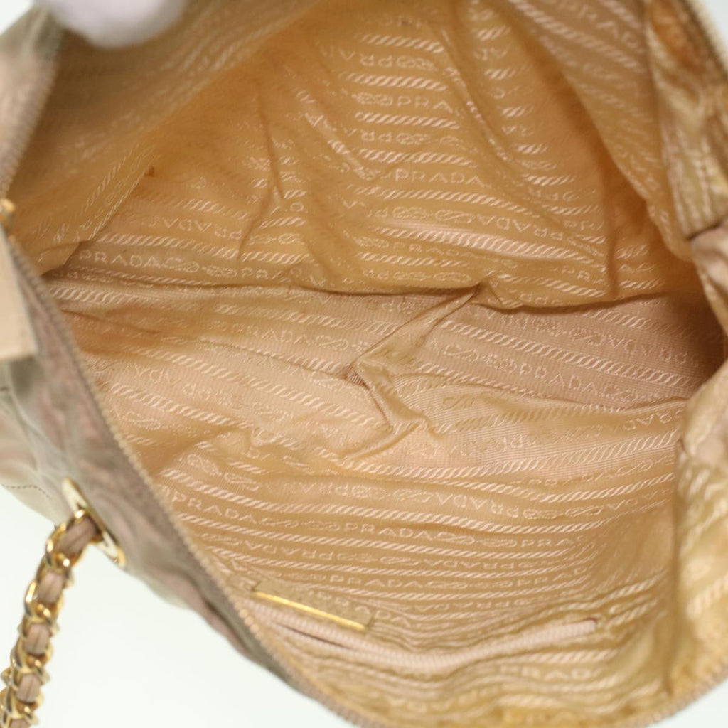 PRADA Chain Shoulder Bag Nylon Beige  36975
