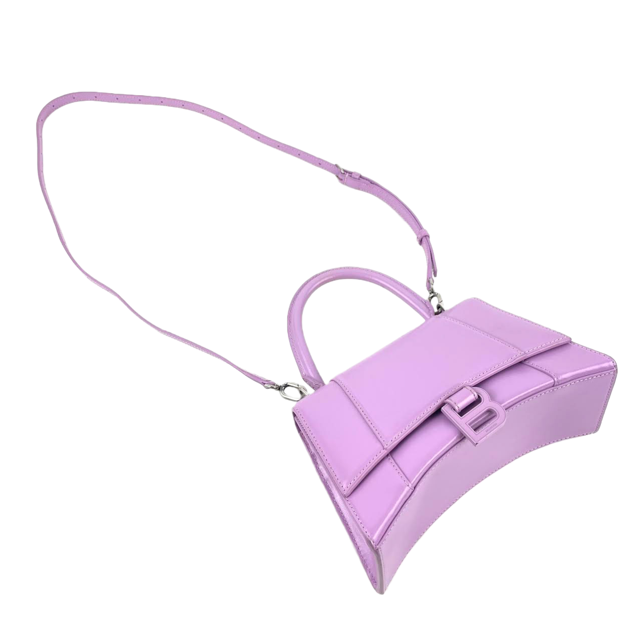 BALENCIAGA Purple Small Hourglass Top Handle