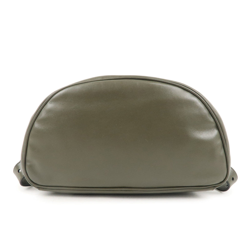 PRADA Logo Leather BackPack Ruck Sack Bag Khaki BZ032L