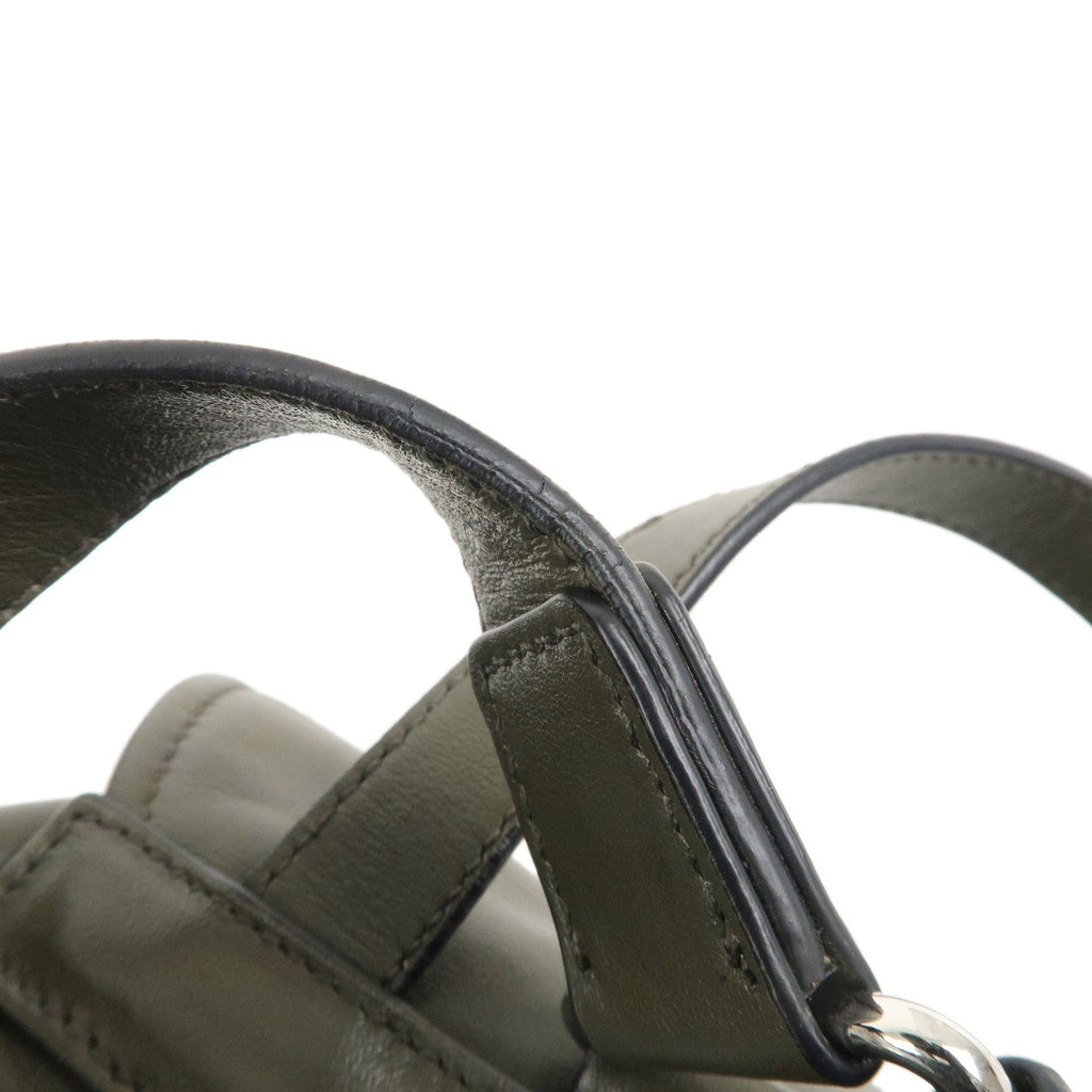 PRADA Logo Leather BackPack Ruck Sack Bag Khaki BZ032L
