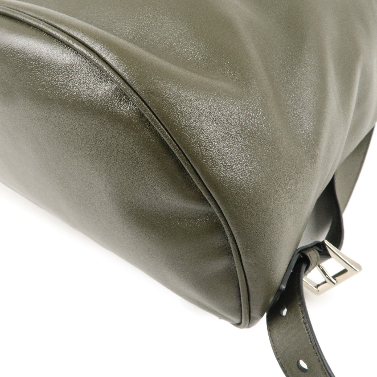 PRADA Logo Leather BackPack Ruck Sack Bag Khaki BZ032L