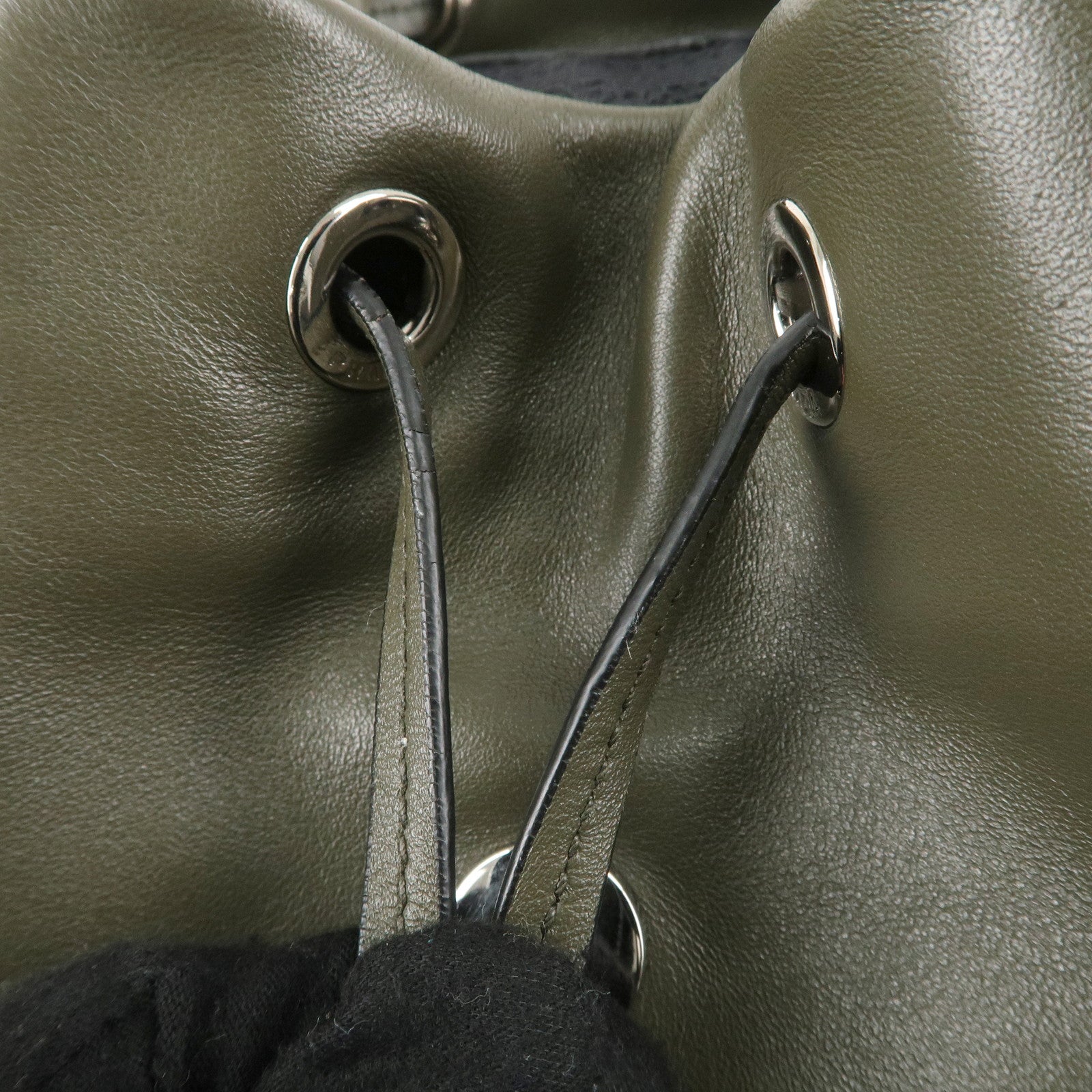 PRADA Logo Leather BackPack Ruck Sack Bag Khaki BZ032L