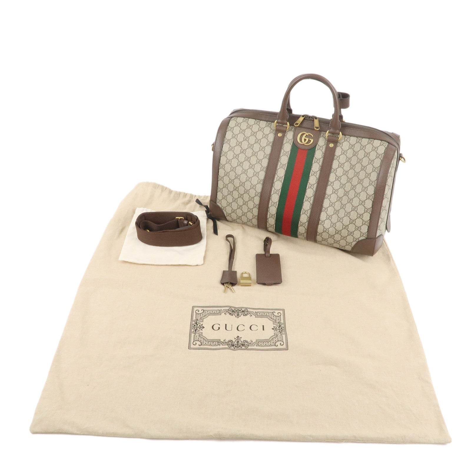 GUCCI Ophidia Sherry GG Supreme Leather 2Way Bag Beige 724642
