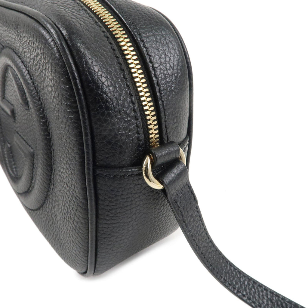 GUCCI SOHO Leather Small Disco Shoulder Bag Black 308364