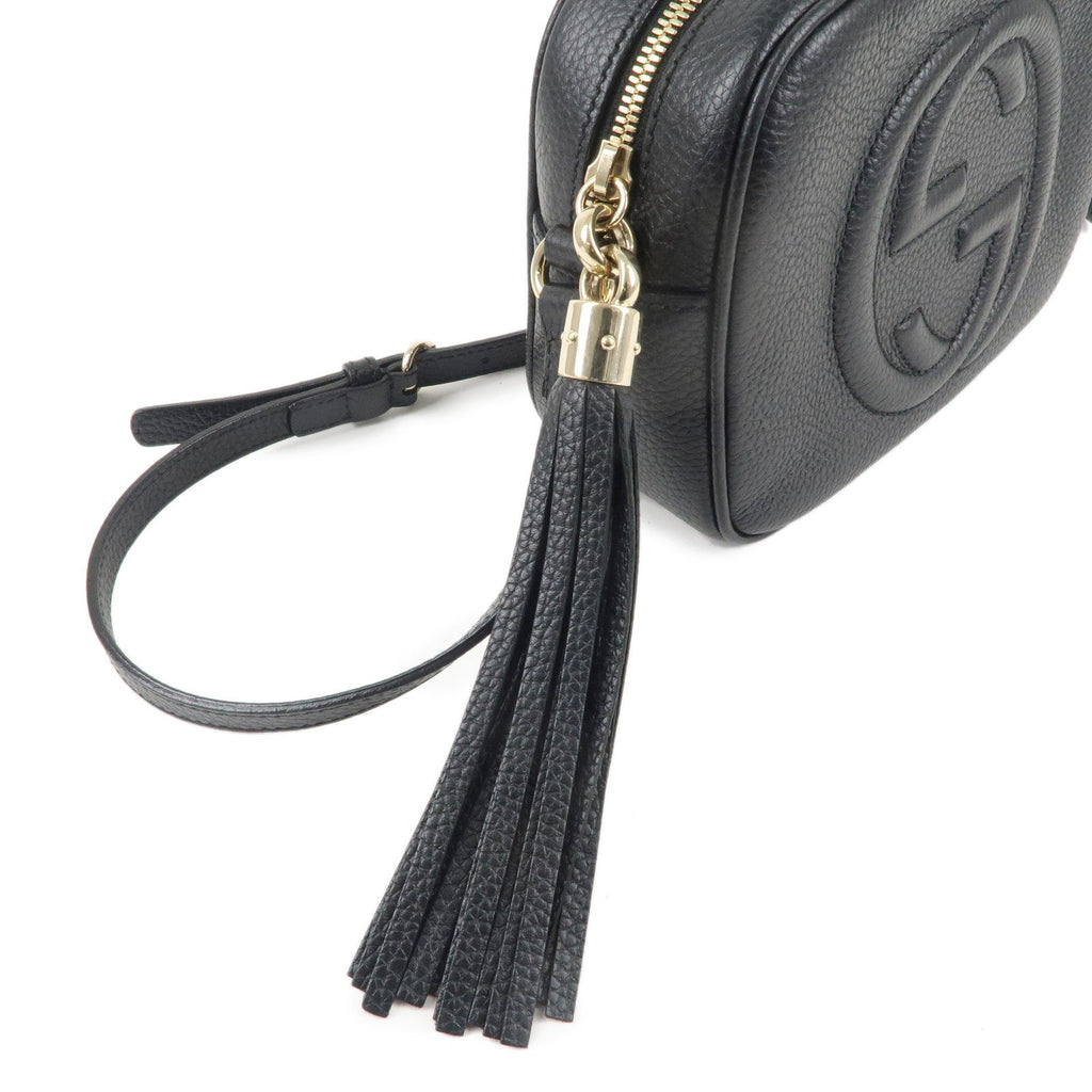 GUCCI SOHO Leather Small Disco Shoulder Bag Black 308364