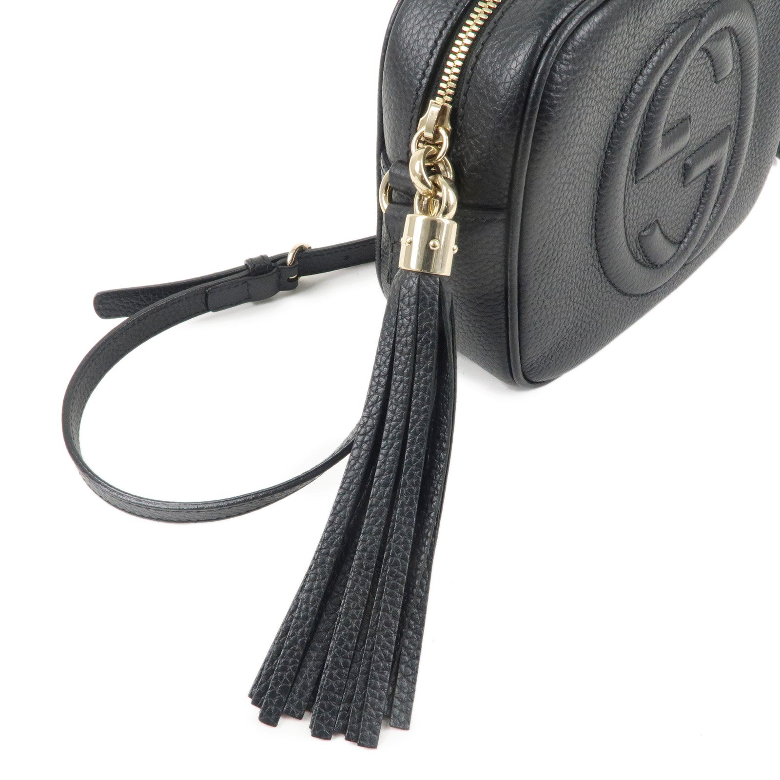 GUCCI SOHO Leather Small Disco Shoulder Bag Black 308364