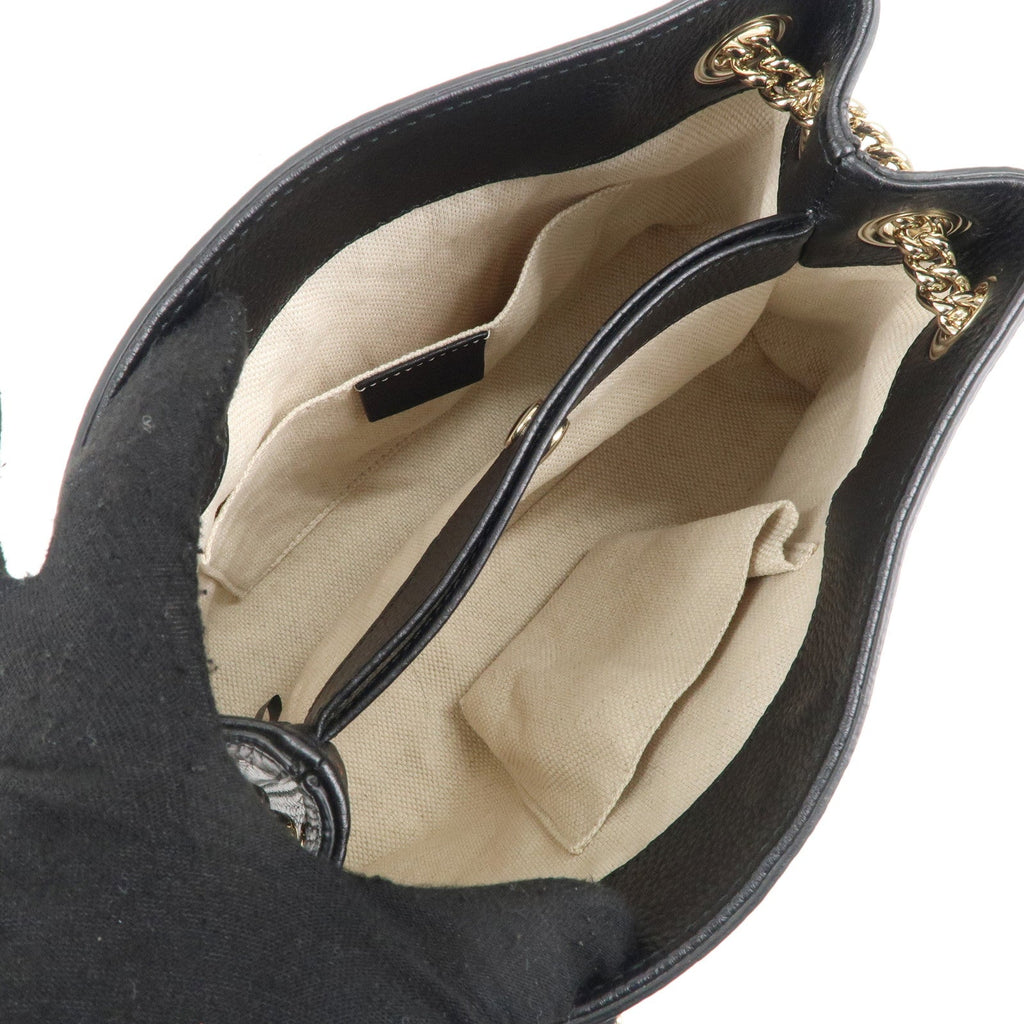 GUCCI SOHO Logo Leather Chain Shoulder Bag Black 387043