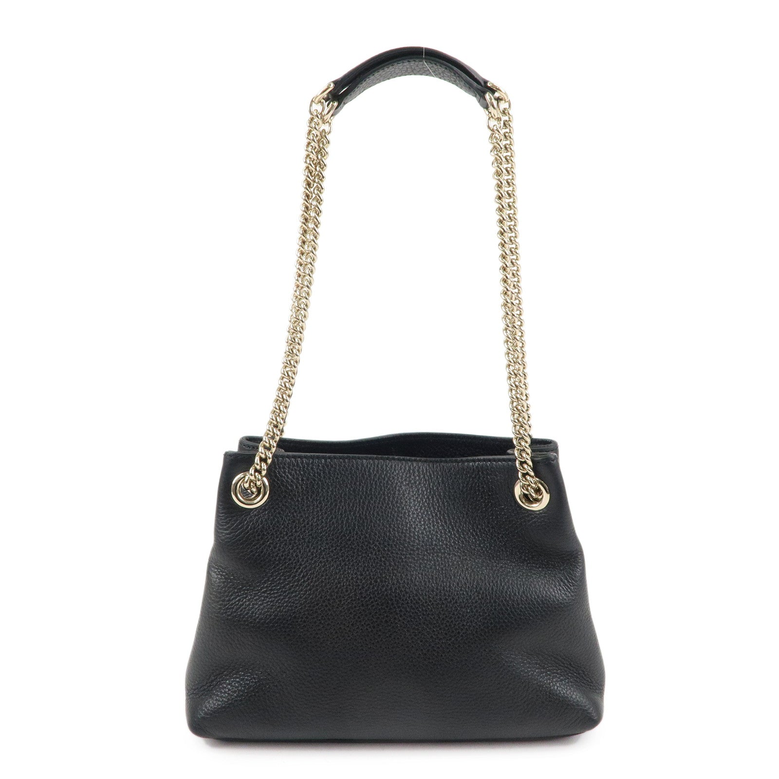 GUCCI SOHO Logo Leather Chain Shoulder Bag Black 387043