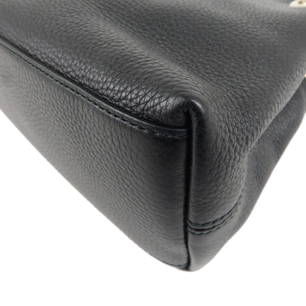 GUCCI SOHO Logo Leather Chain Shoulder Bag Black 387043