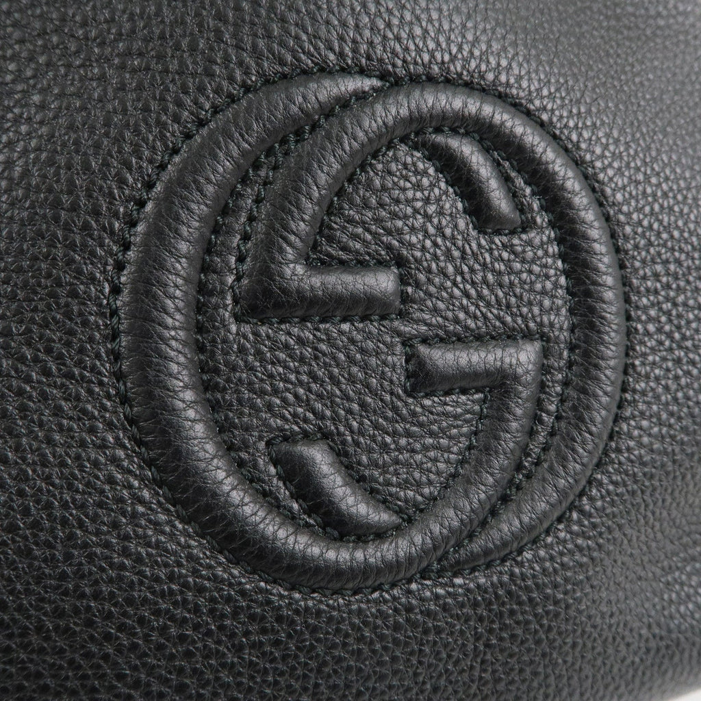 GUCCI SOHO Logo Leather Chain Shoulder Bag Black 387043