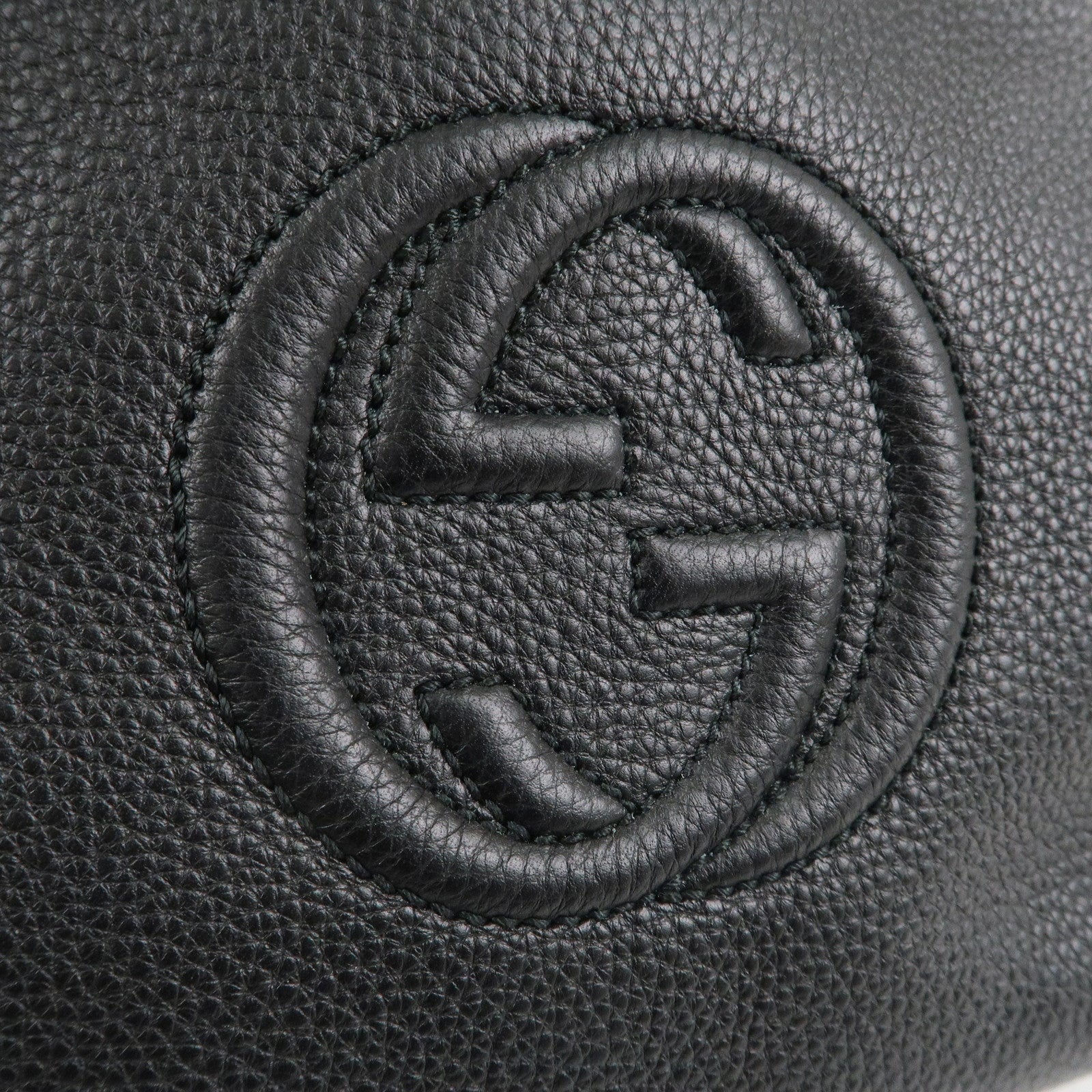 GUCCI SOHO Logo Leather Chain Shoulder Bag Black 387043