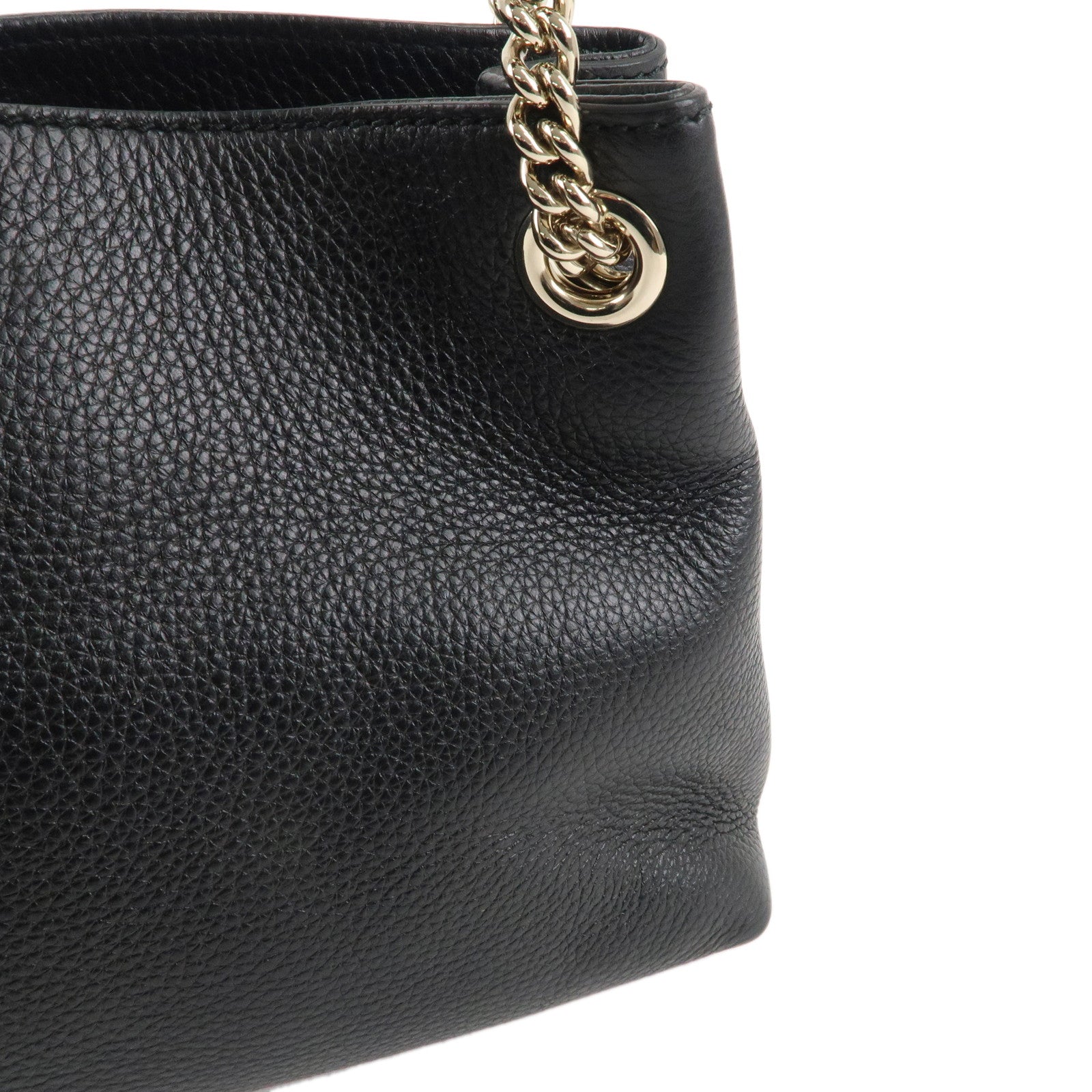 GUCCI SOHO Logo Leather Chain Shoulder Bag Black 387043