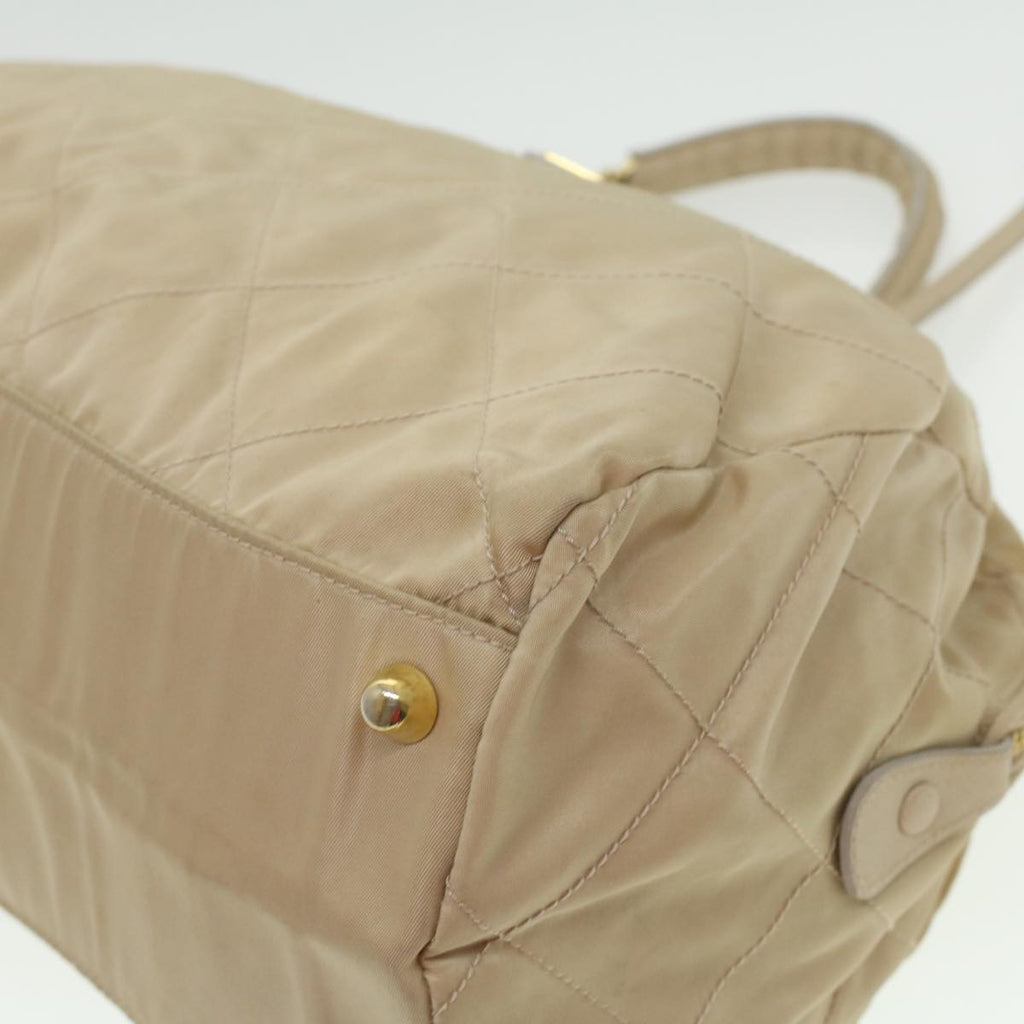 PRADA Chain Hand Bag Nylon Beige  37564