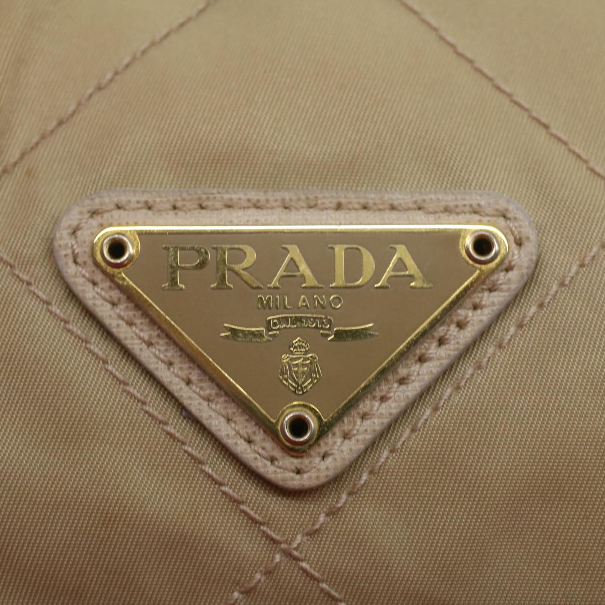 PRADA Chain Hand Bag Nylon Beige  37564