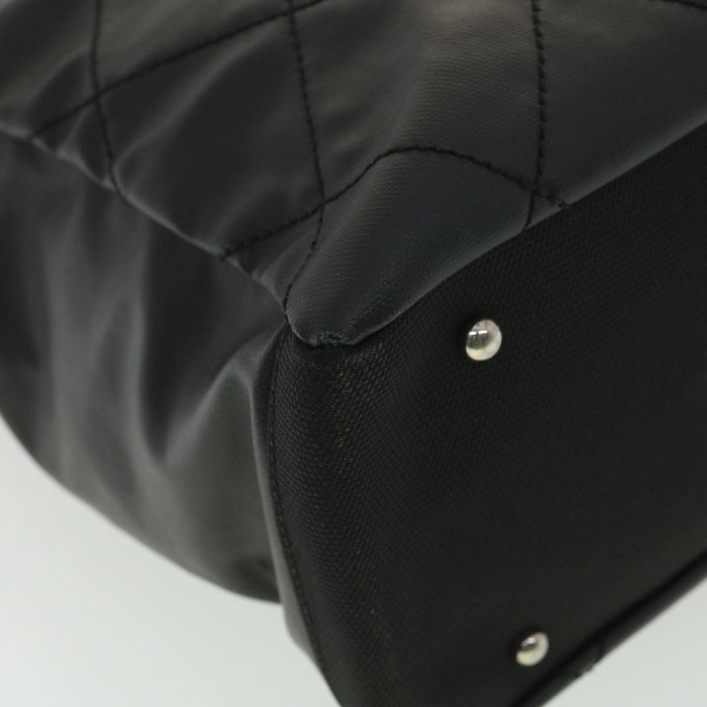 CHANEL Paris Biarritz MM Tote Bag Coated Canvas Black CC  37855