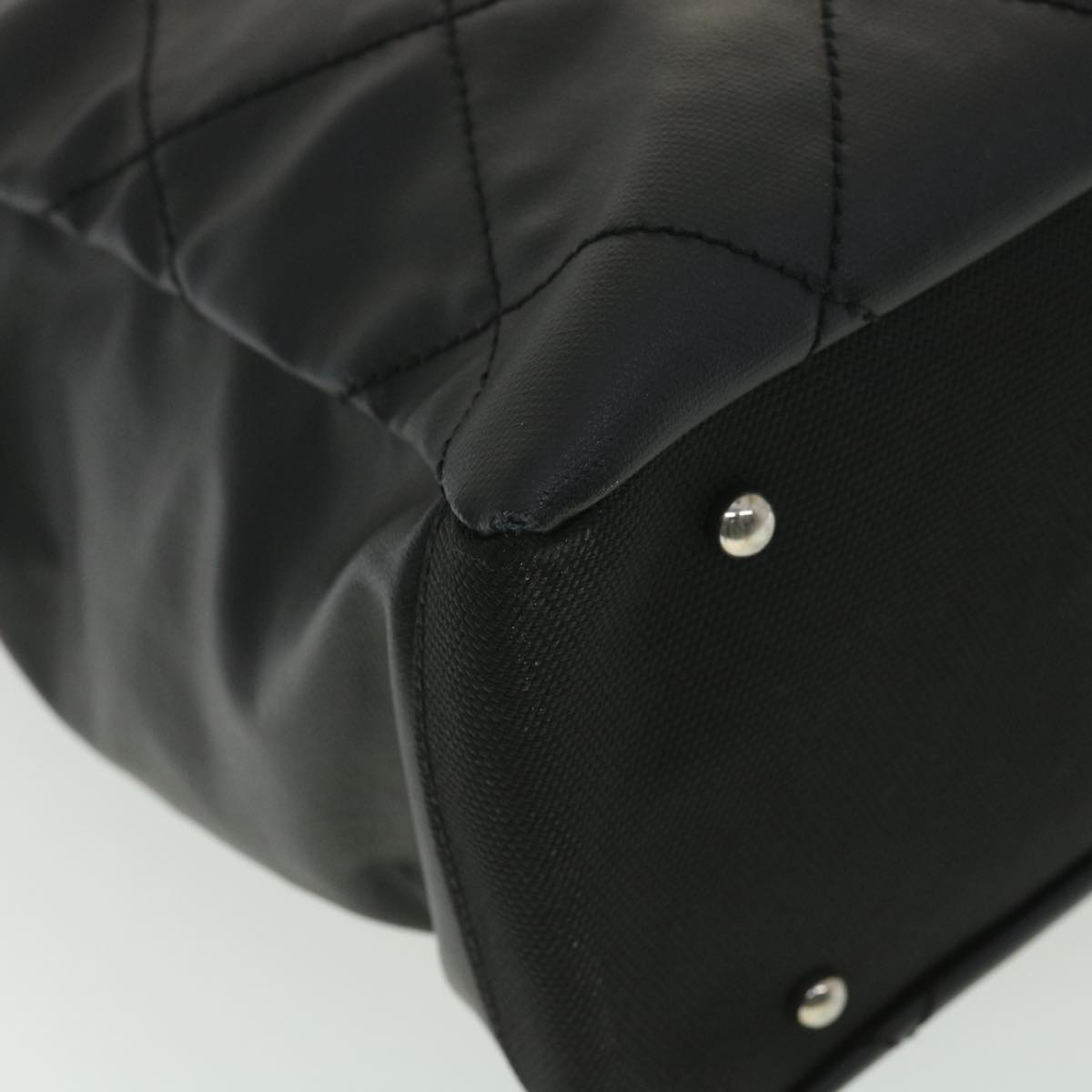 CHANEL Paris Biarritz MM Tote Bag Coated Canvas Black CC  37855