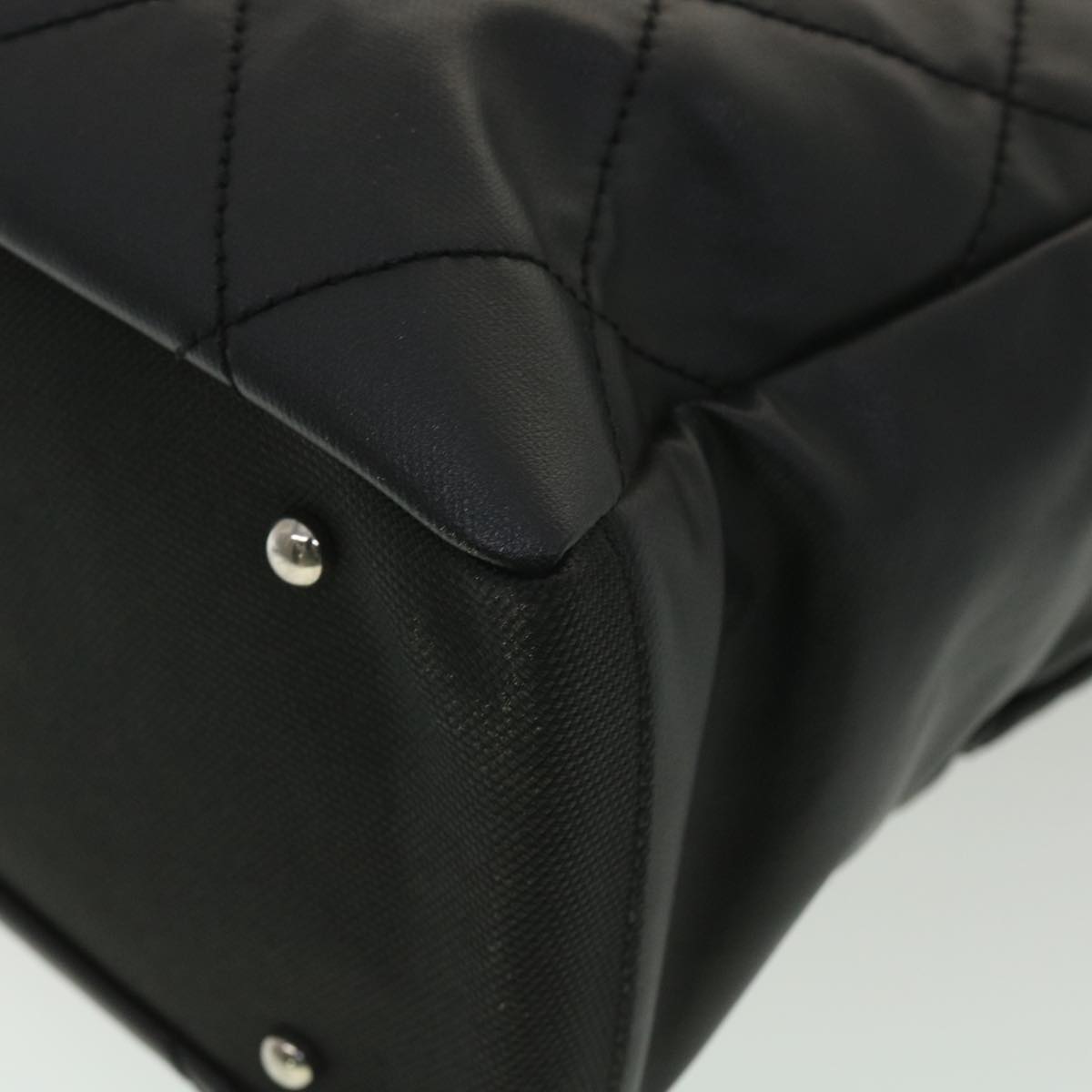 CHANEL Paris Biarritz MM Tote Bag Coated Canvas Black CC  37855
