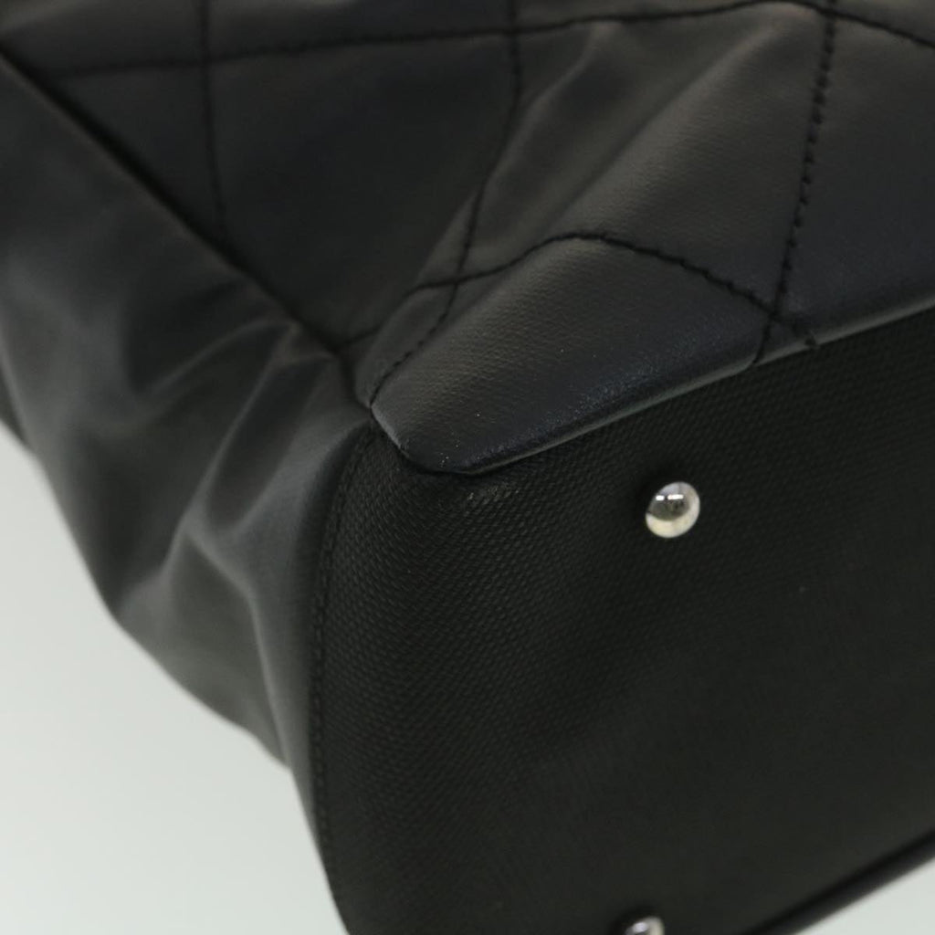 CHANEL Paris Biarritz MM Tote Bag Coated Canvas Black CC  37855