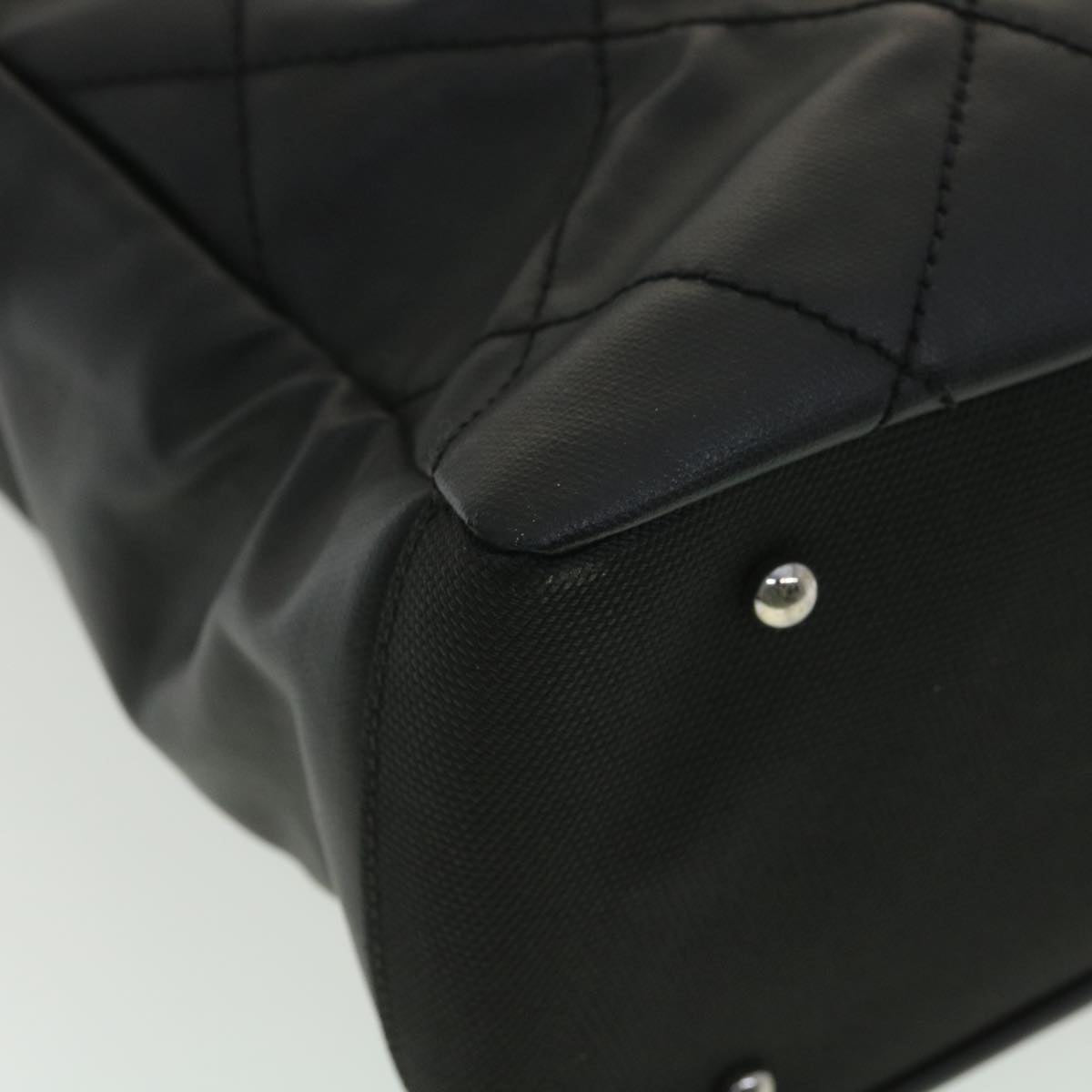 CHANEL Paris Biarritz MM Tote Bag Coated Canvas Black CC  37855