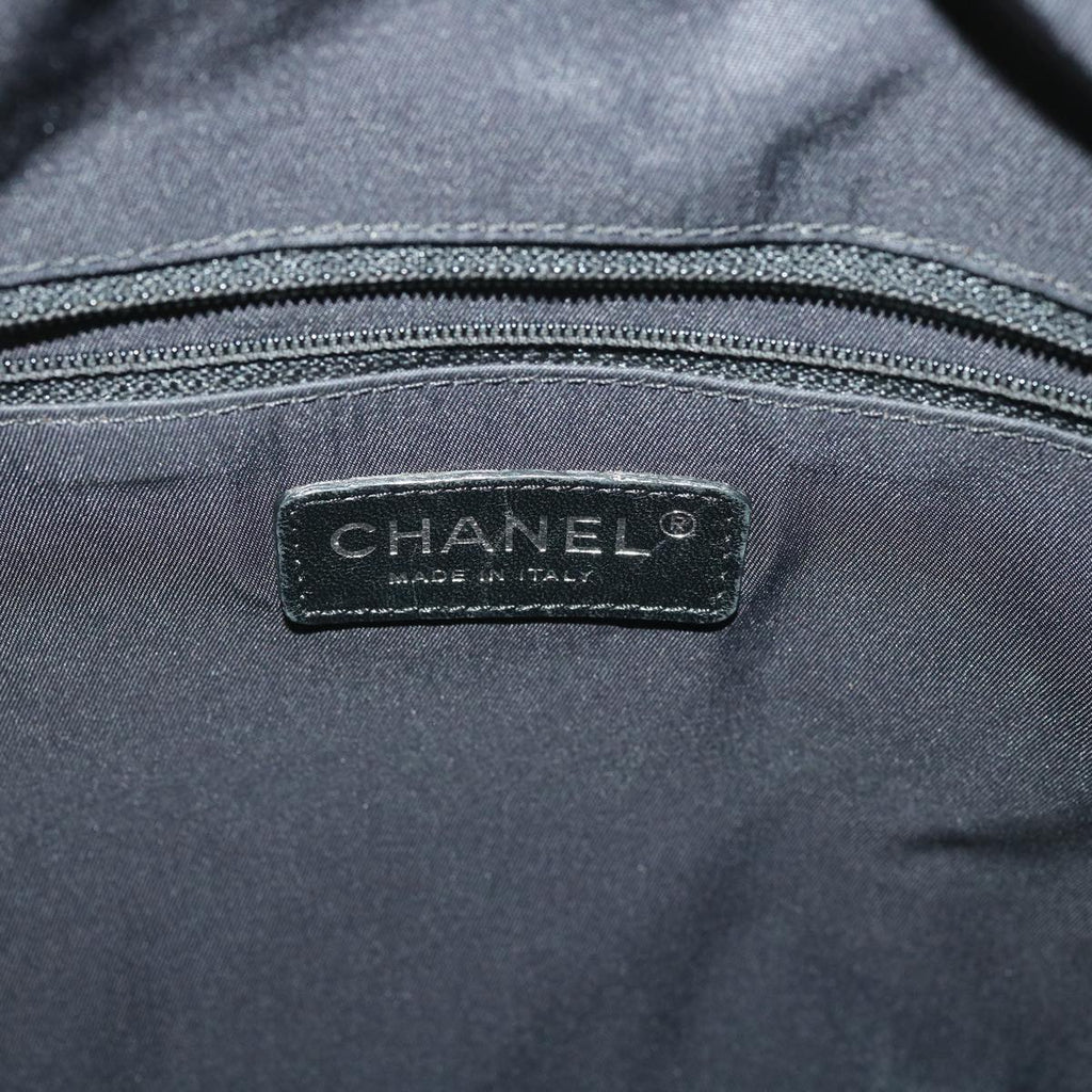 CHANEL Paris Biarritz MM Tote Bag Coated Canvas Black CC  37855