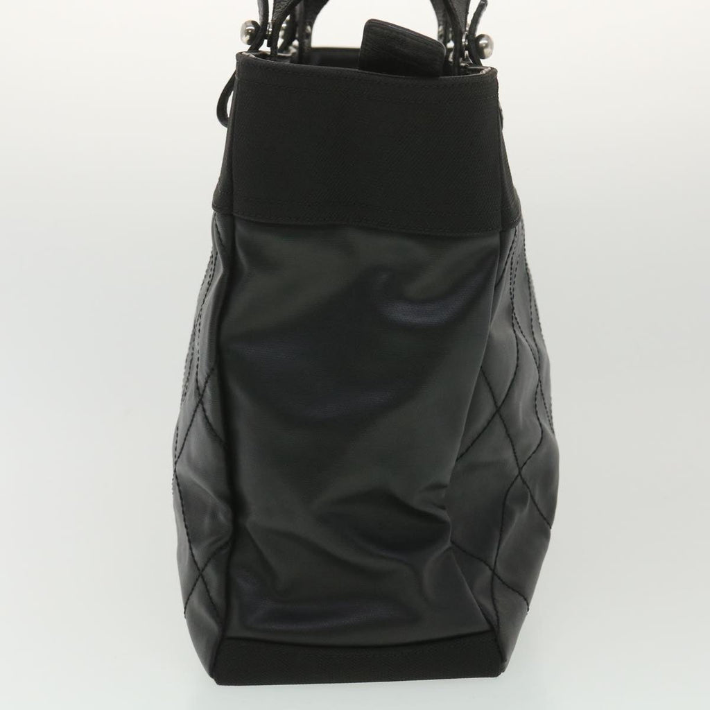 CHANEL Paris Biarritz MM Tote Bag Coated Canvas Black CC  37855