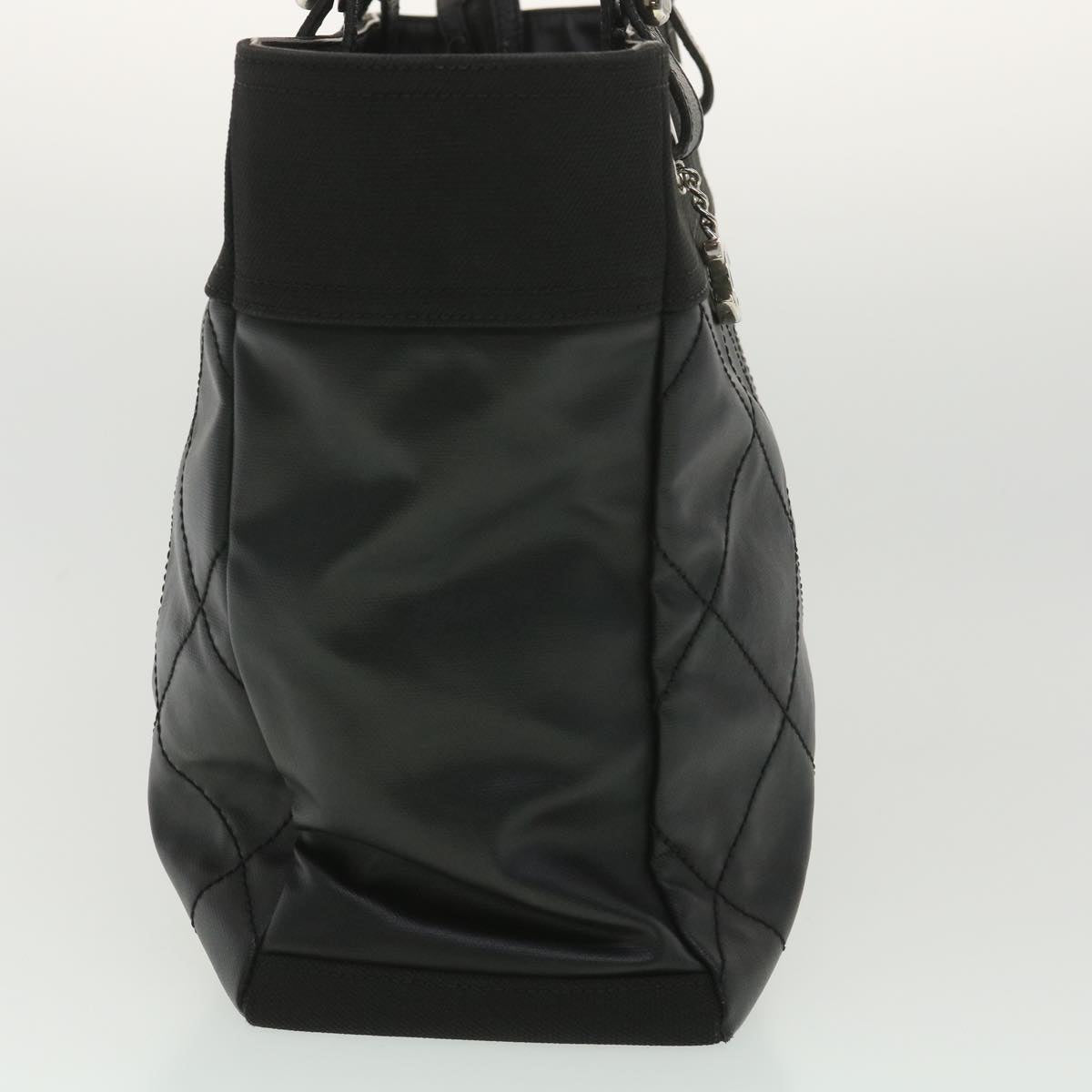 CHANEL Paris Biarritz MM Tote Bag Coated Canvas Black CC  37855