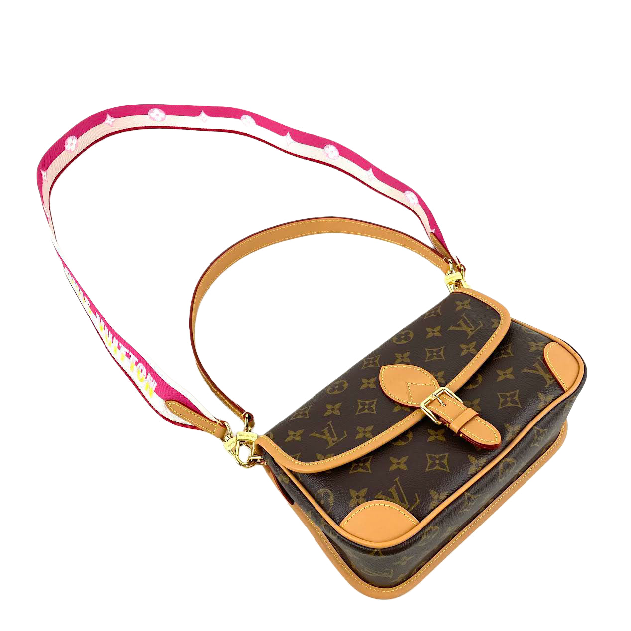 LOUIS VUITTON Diane Monogram Fuchsia w/Leather & Canvas Strap