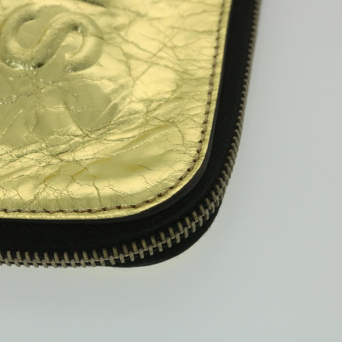 CHANEL Clutch Bag Metallic Leather Gold A82164 CC  38172