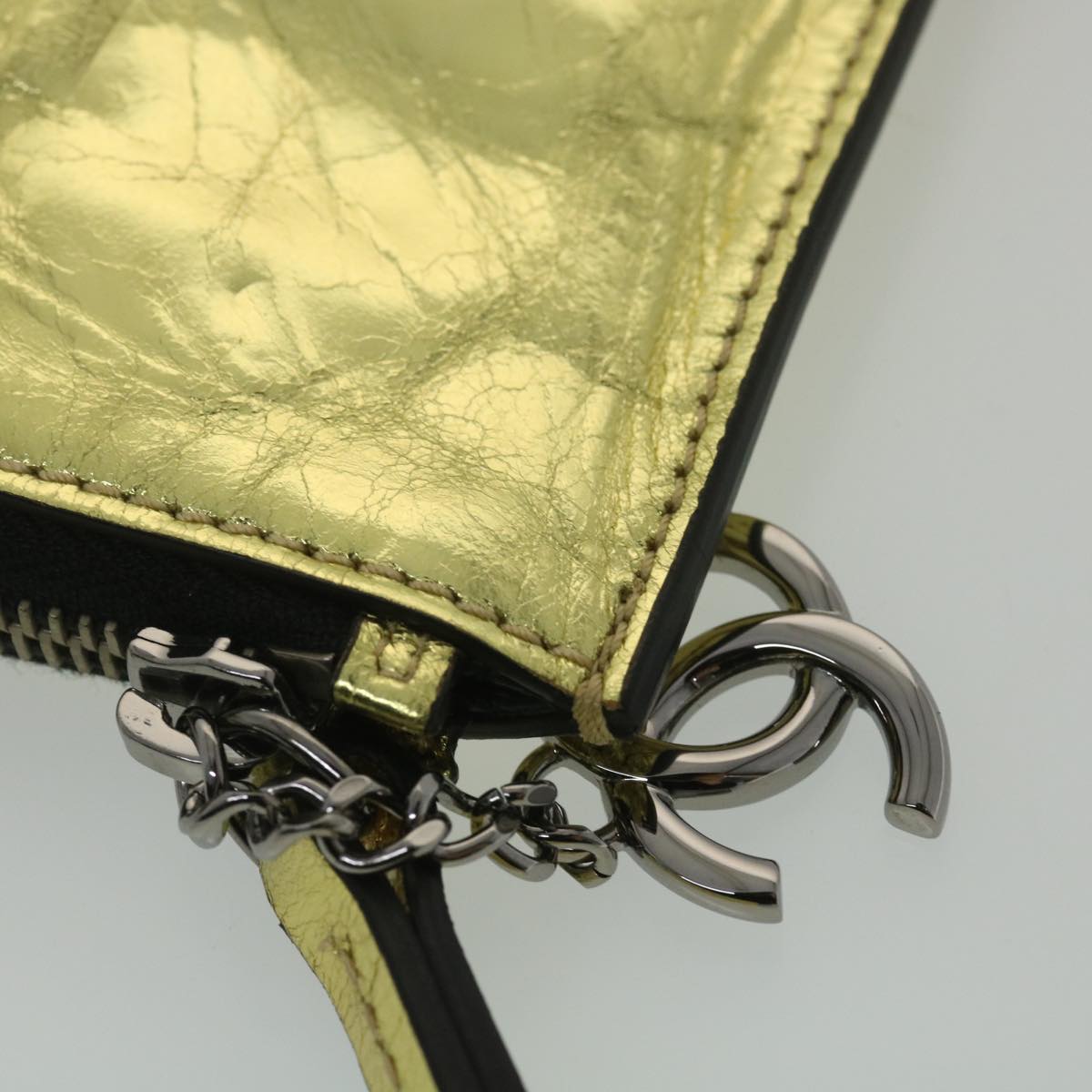 CHANEL Clutch Bag Metallic Leather Gold A82164 CC  38172