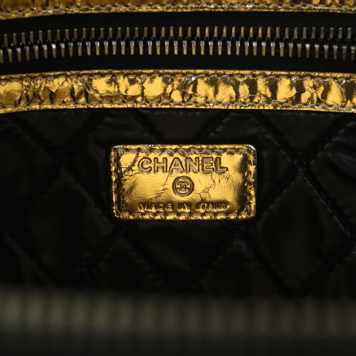 CHANEL Clutch Bag Metallic Leather Gold A82164 CC  38172
