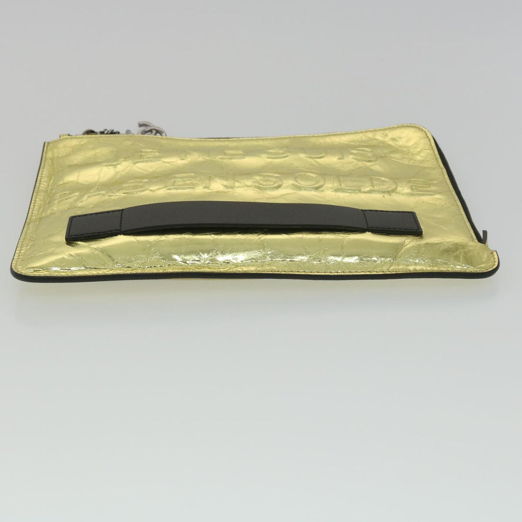 CHANEL Clutch Bag Metallic Leather Gold A82164 CC Auth 38172