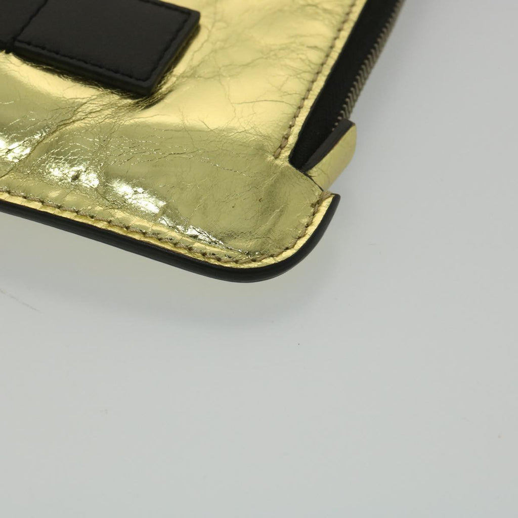 CHANEL Clutch Bag Metallic Leather Gold A82164 CC  38172