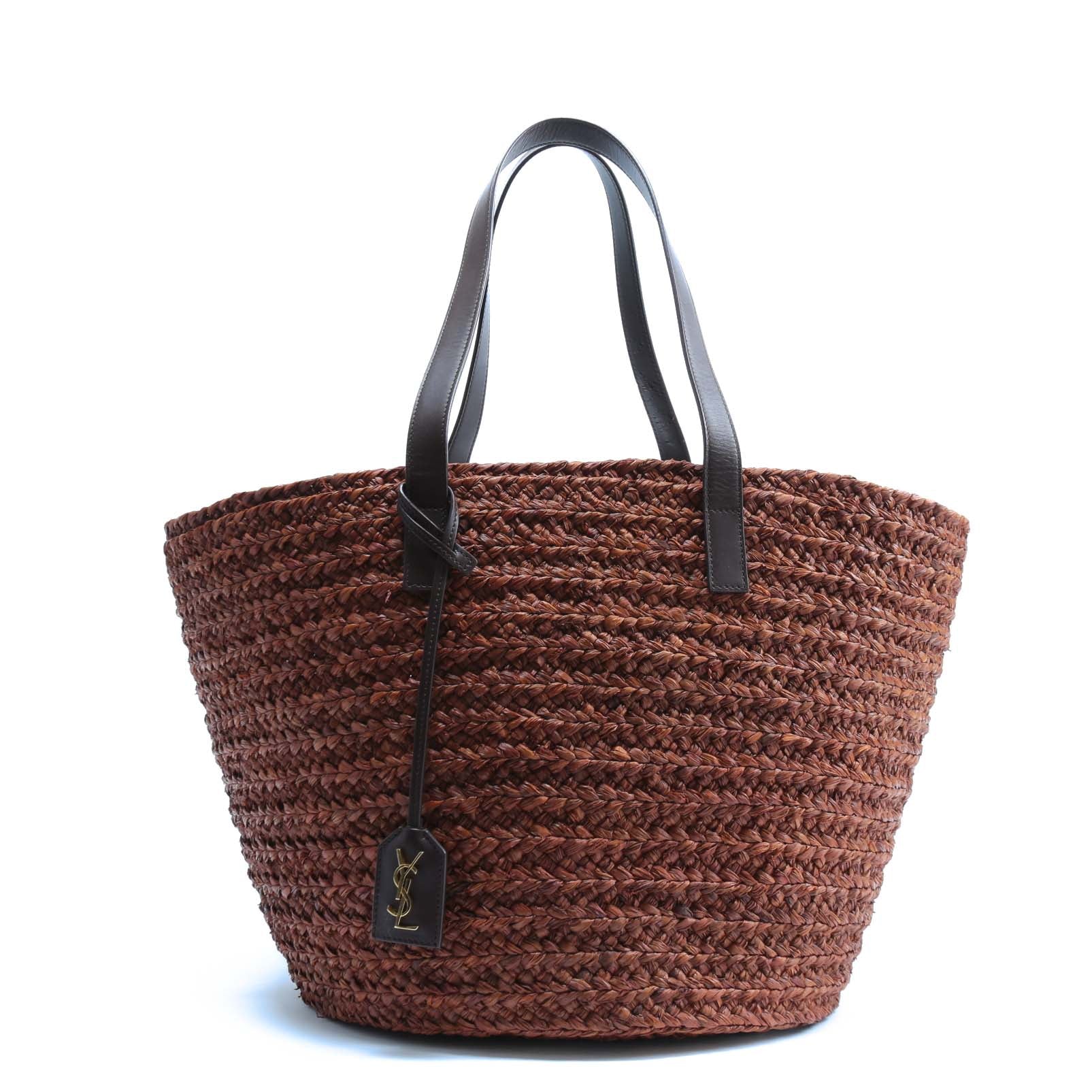 SAINT LAURENT Panier Basket Shopper Tote - Brown Raffia