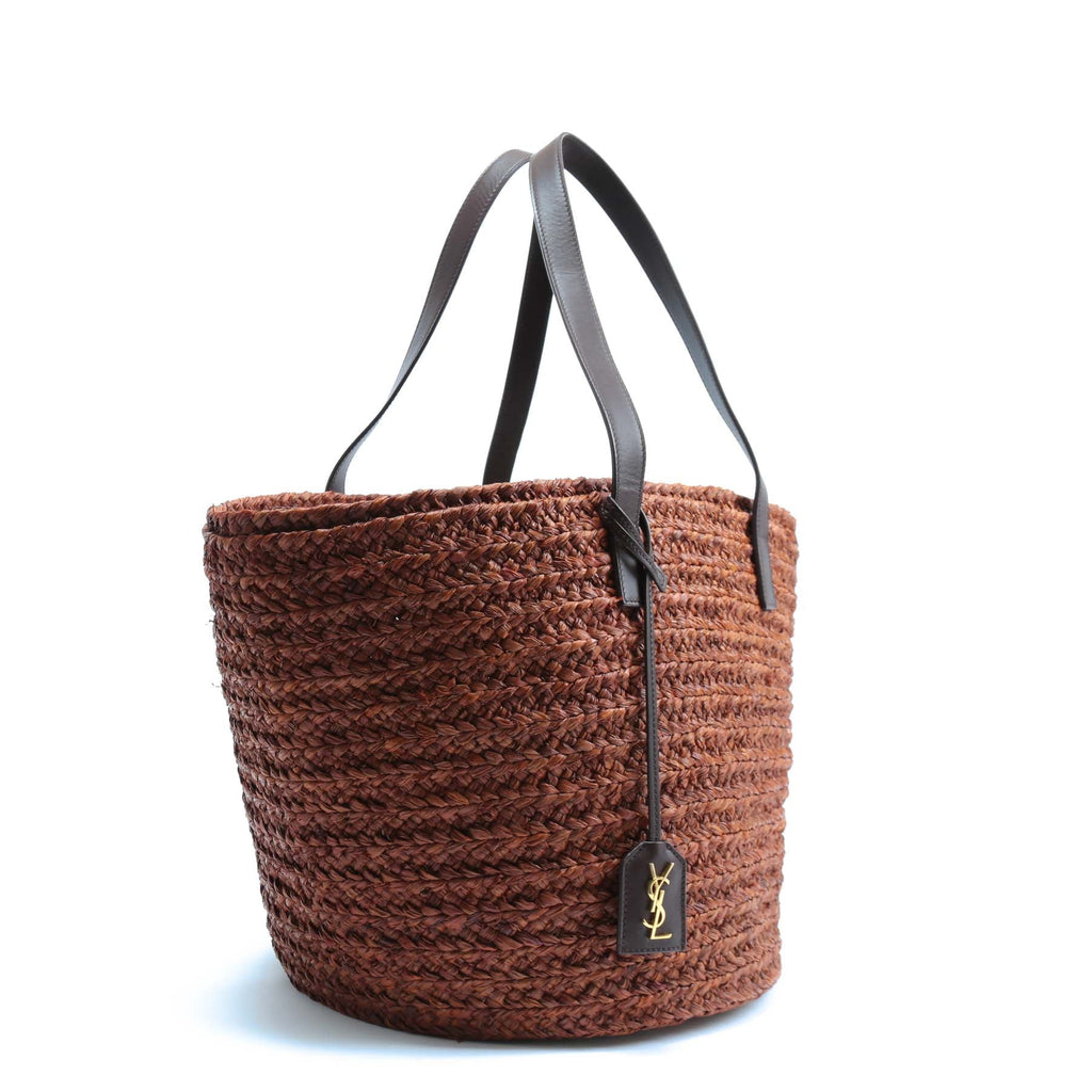 SAINT LAURENT Panier Basket Shopper Tote - Brown Raffia