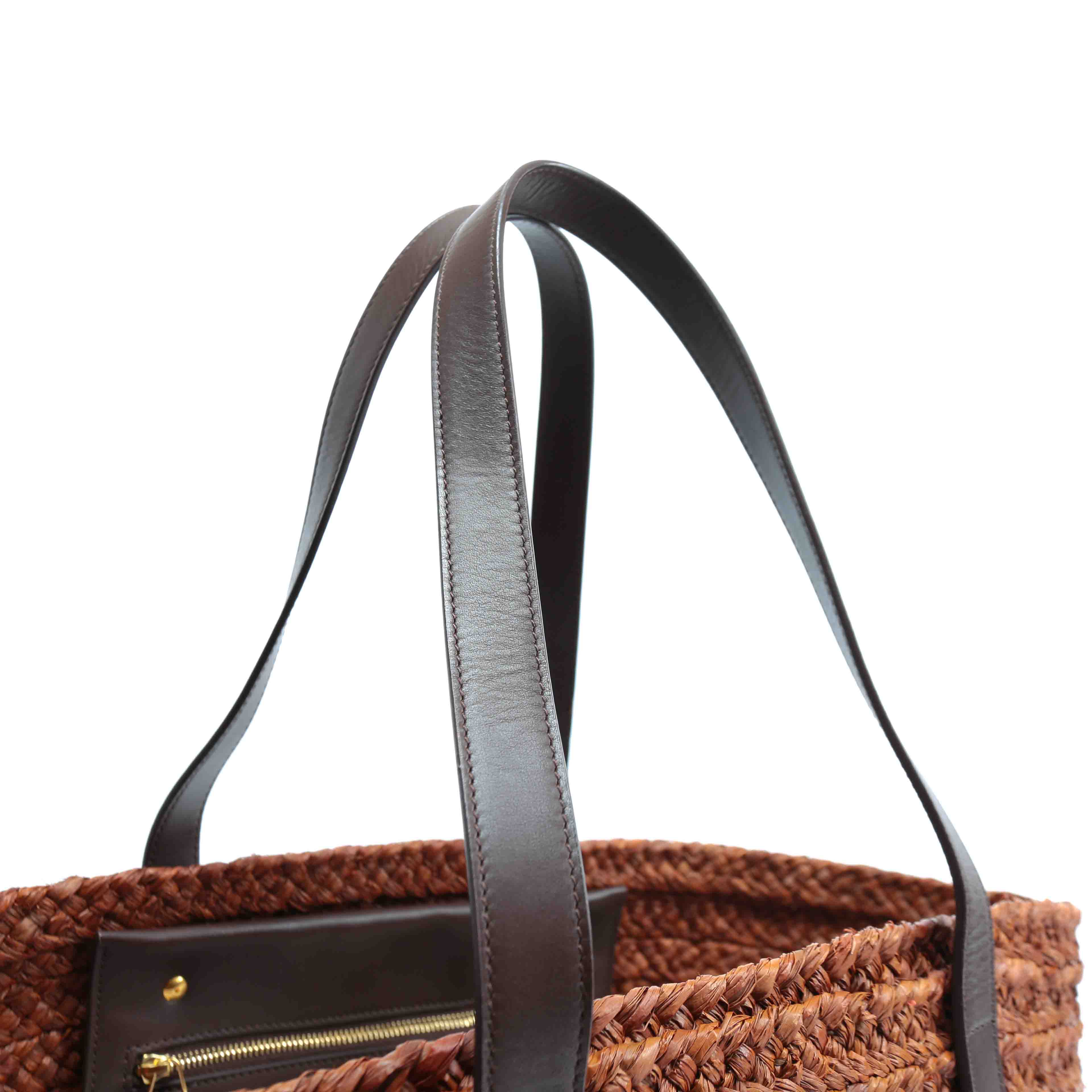 SAINT LAURENT Panier Basket Shopper Tote - Brown Raffia