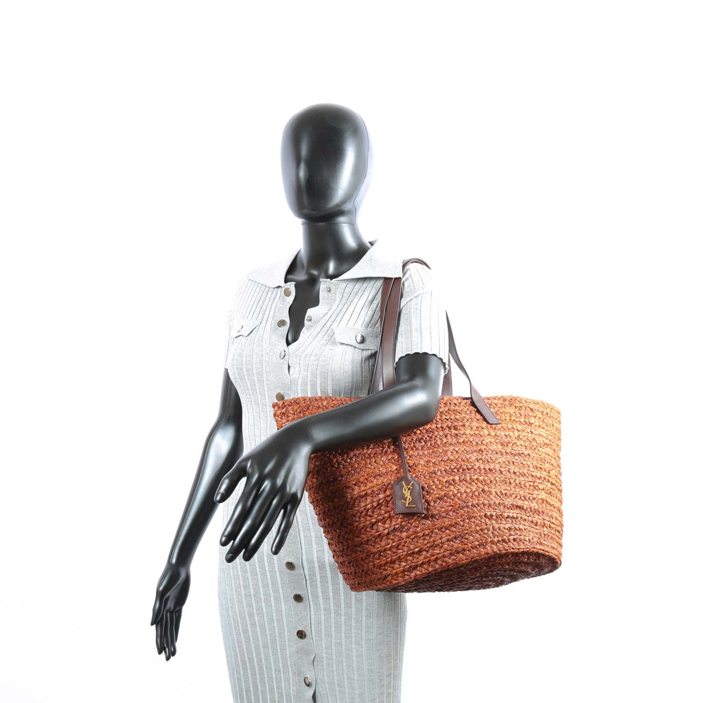 SAINT LAURENT Panier Basket Shopper Tote - Brown Raffia